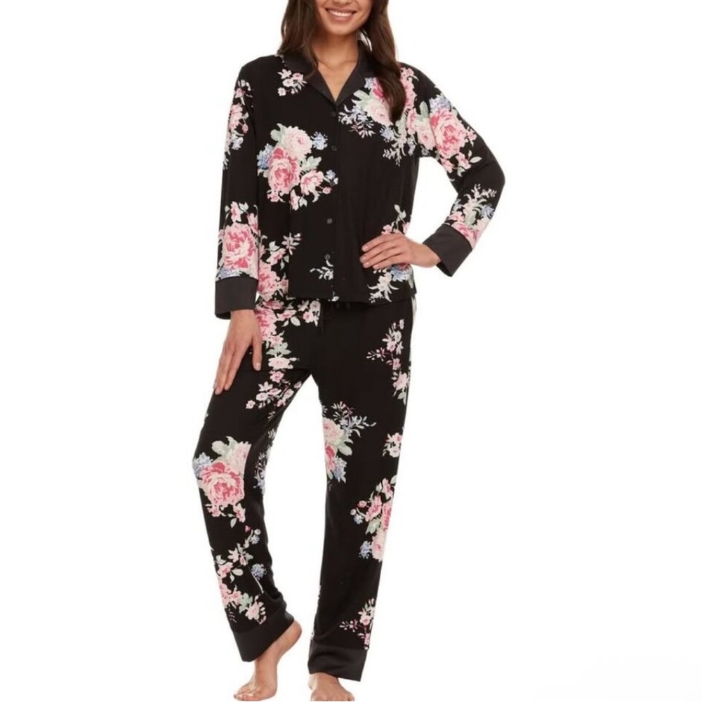 Flora Nikrooz Women's Satin Trim Notch Collar PJ Set Size X-Large